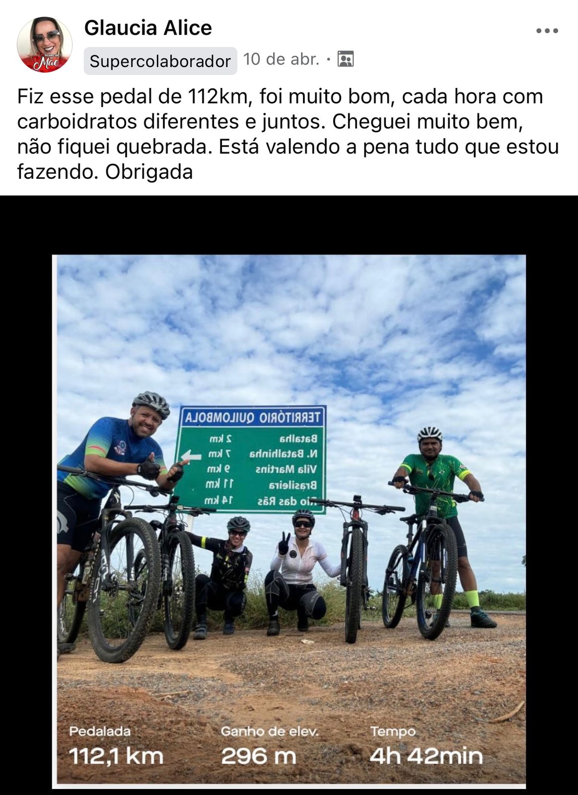 Depoimento: pedal de 112 km, chegou bem, não quebrou no final