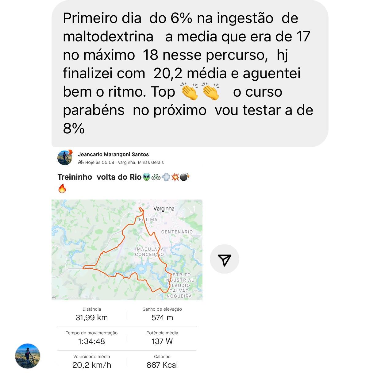 Depoimento real de ciclista sobre suplementação intra-treino