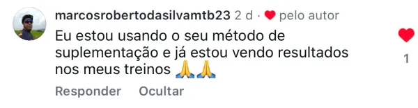 Depoimento de marcosroberto: usando o método de suplementação e já vendo resultados nos treinos